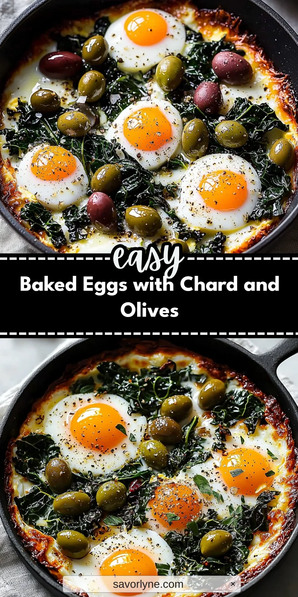 Baked Eggs with Chard and Olives