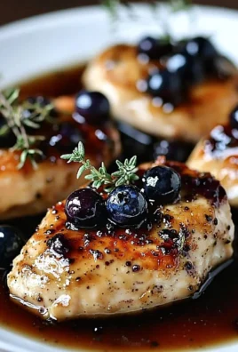 Plate of best-ever blueberry thyme chicken garnished with fresh herbs