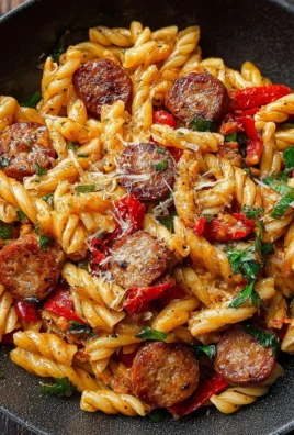Delicious Cajun Sausage Pasta served in a bowl with spices and herbs