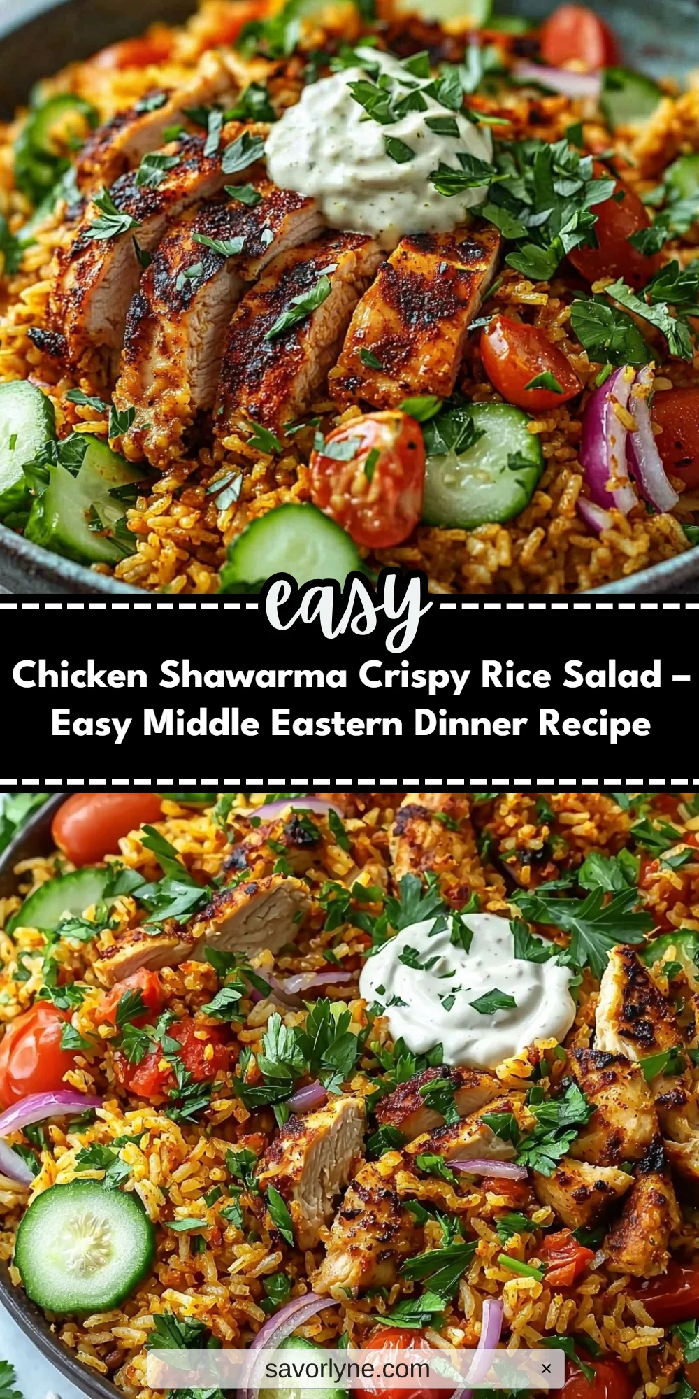 Chicken Shawarma Crispy Rice Salad – Easy Middle Eastern Dinner Recipe