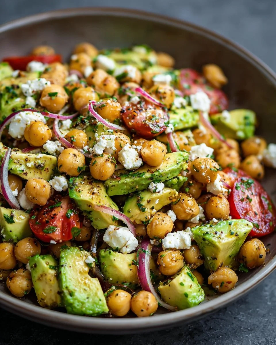 Chickpea Feta Avocado Salad
