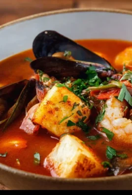 A delicious bowl of Cioppino, an Italian seafood stew with vibrant flavors.