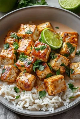 Delicious Coconut Lime Tofu dish garnished with fresh herbs and lime wedges
