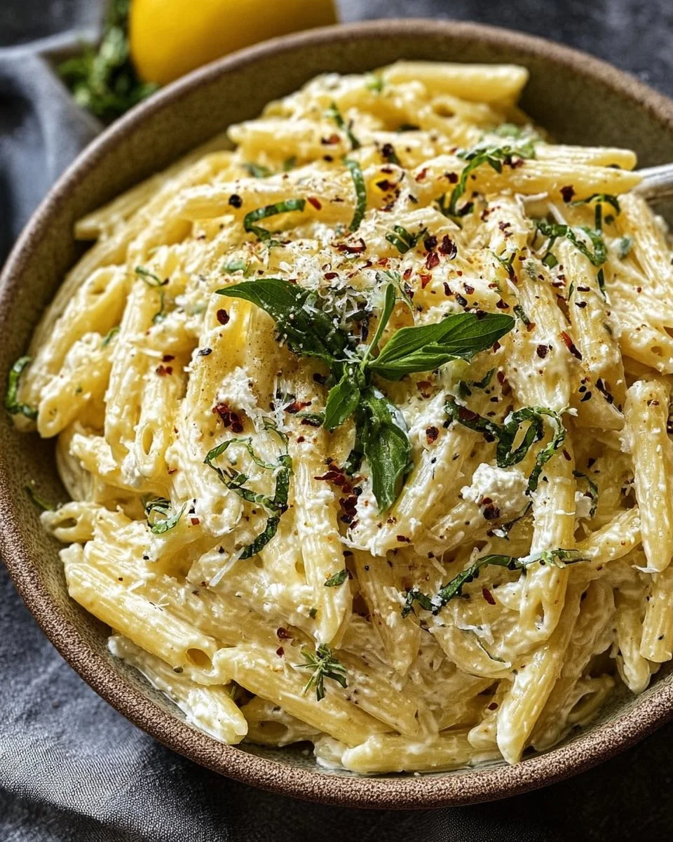 Creamy Lemon Feta Pasta Recipe