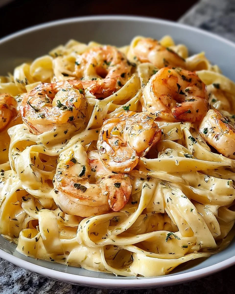 Creamy Shrimp Fettuccine Pasta With Homemade Alfredo Sauce