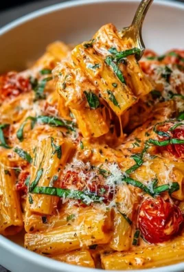 Creamy tomato garlic pasta dish served in a bowl with fresh herbs
