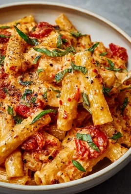 Bowl of creamy tomato garlic pasta with fresh herbs and a sprinkle of cheese