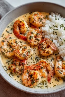 Delicious creamy garlic shrimp served over pasta in a bowl