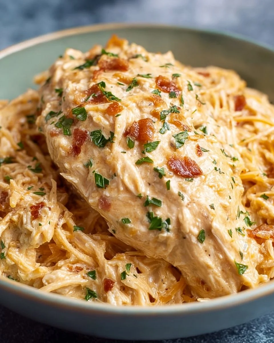 Easy Slow Cooker Crack Chicken dish served in a bowl