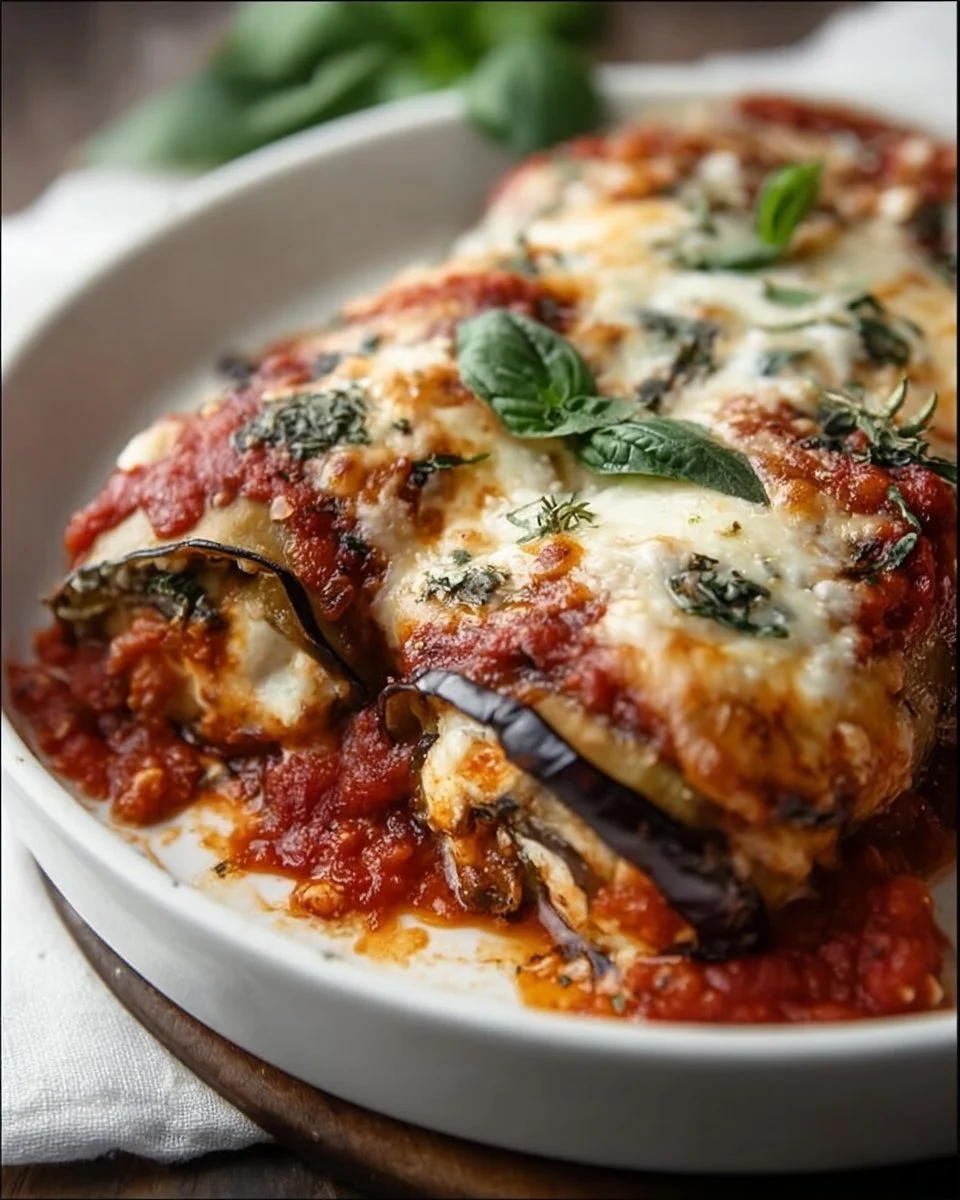Fluffy Eggplant Rollatini Bake