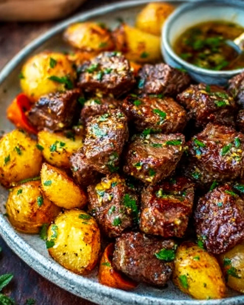 Garlic Butter Beef Bites with Potatoes