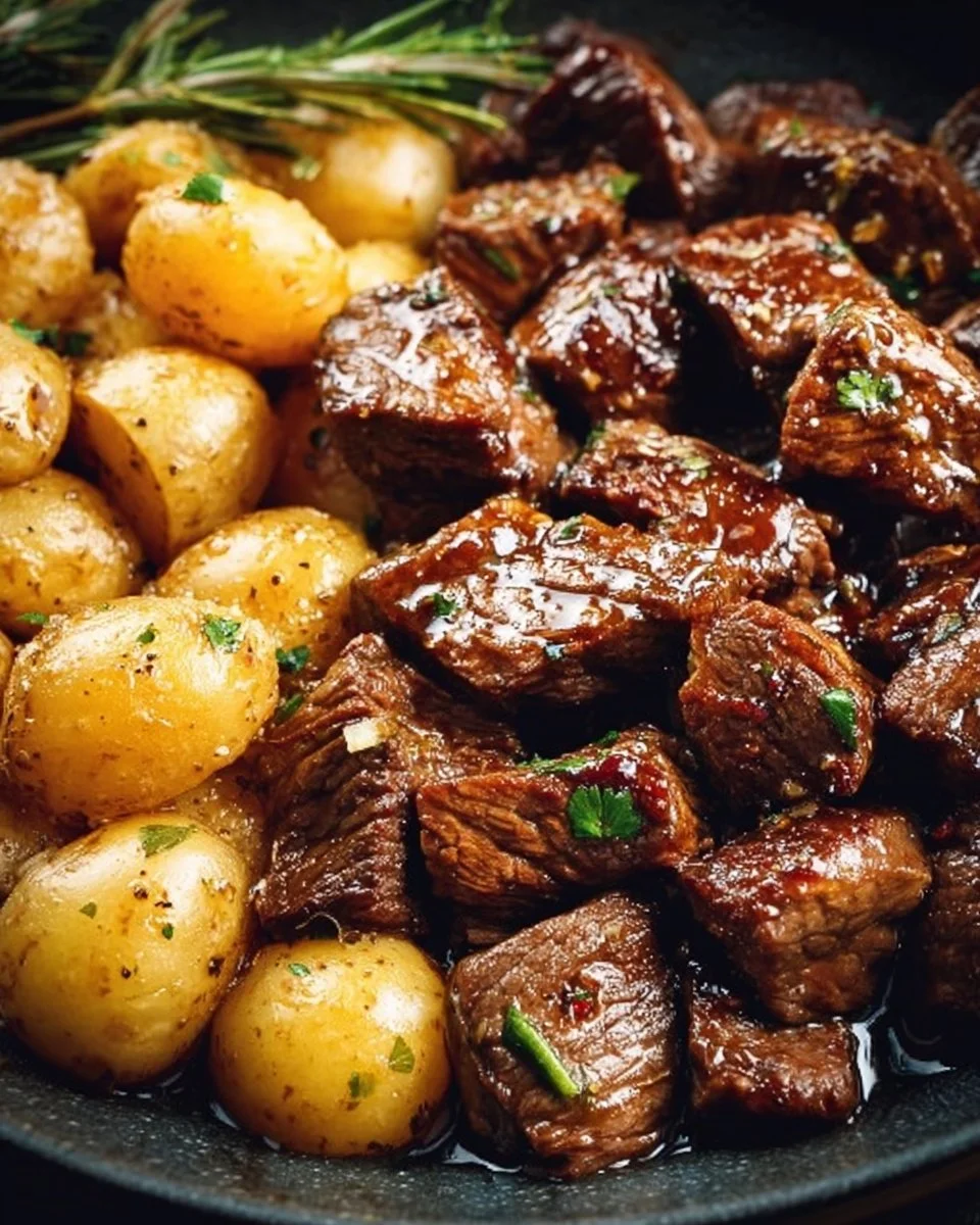 Garlic Butter Beef Bites with Potatoes