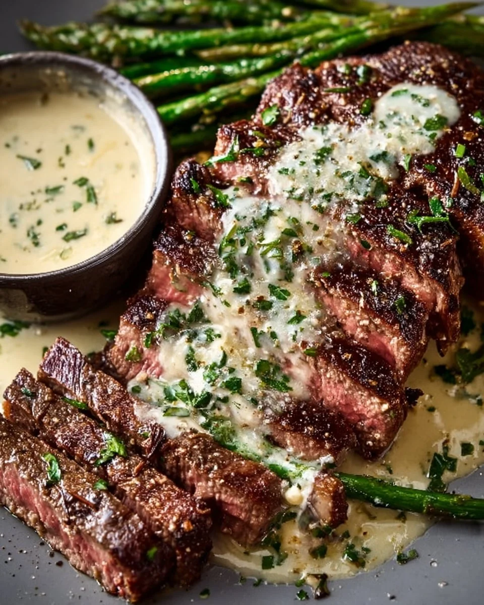 Garlic Butter Steak With Parmesan Cream Sauce