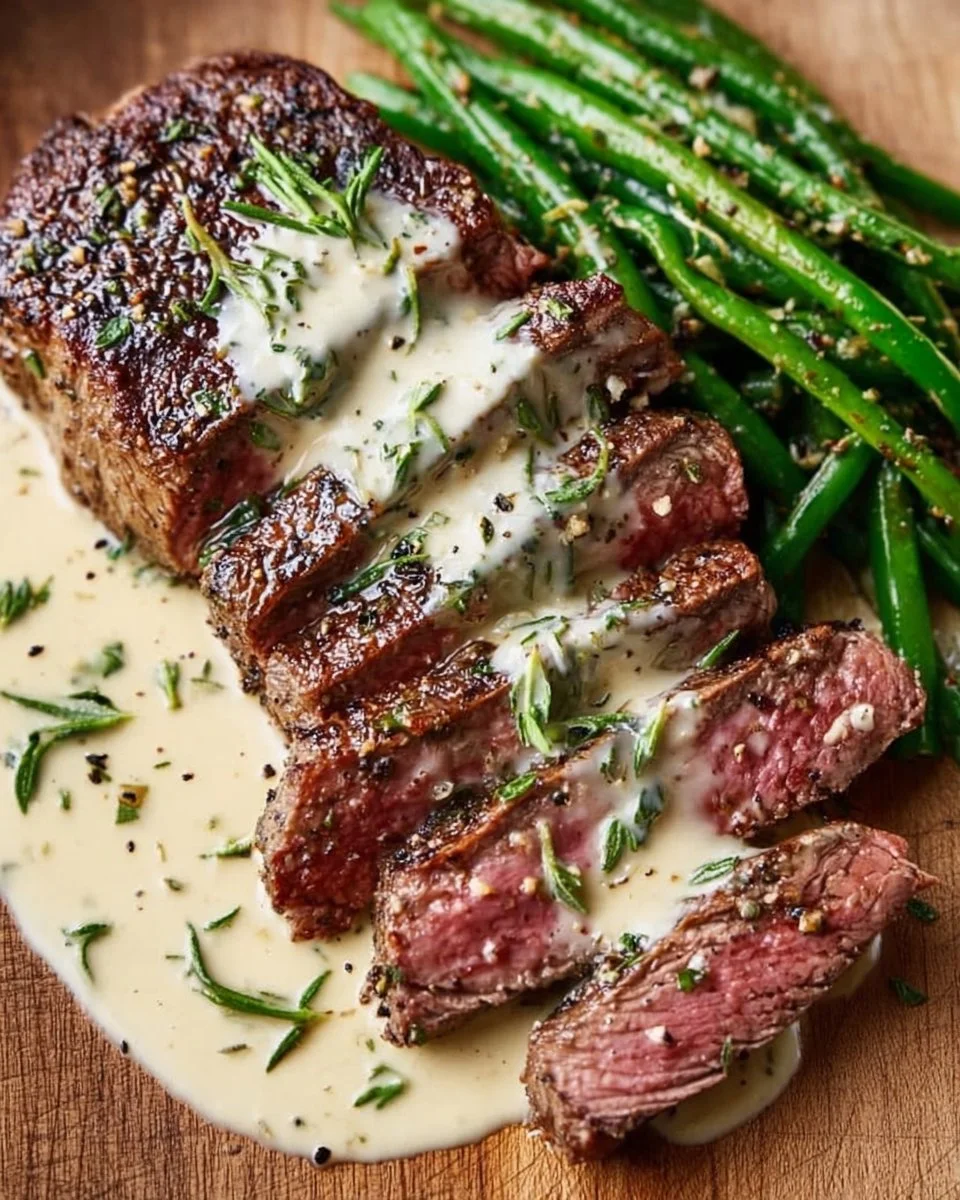 Garlic Butter Steak With Parmesan Cream Sauce
