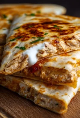 High-protein chicken ranch quesadilla served with toppings
