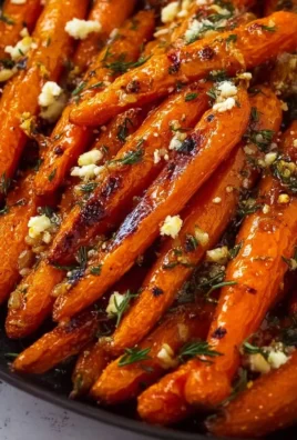 Honey garlic roasted carrots garnished with herbs on a serving dish.