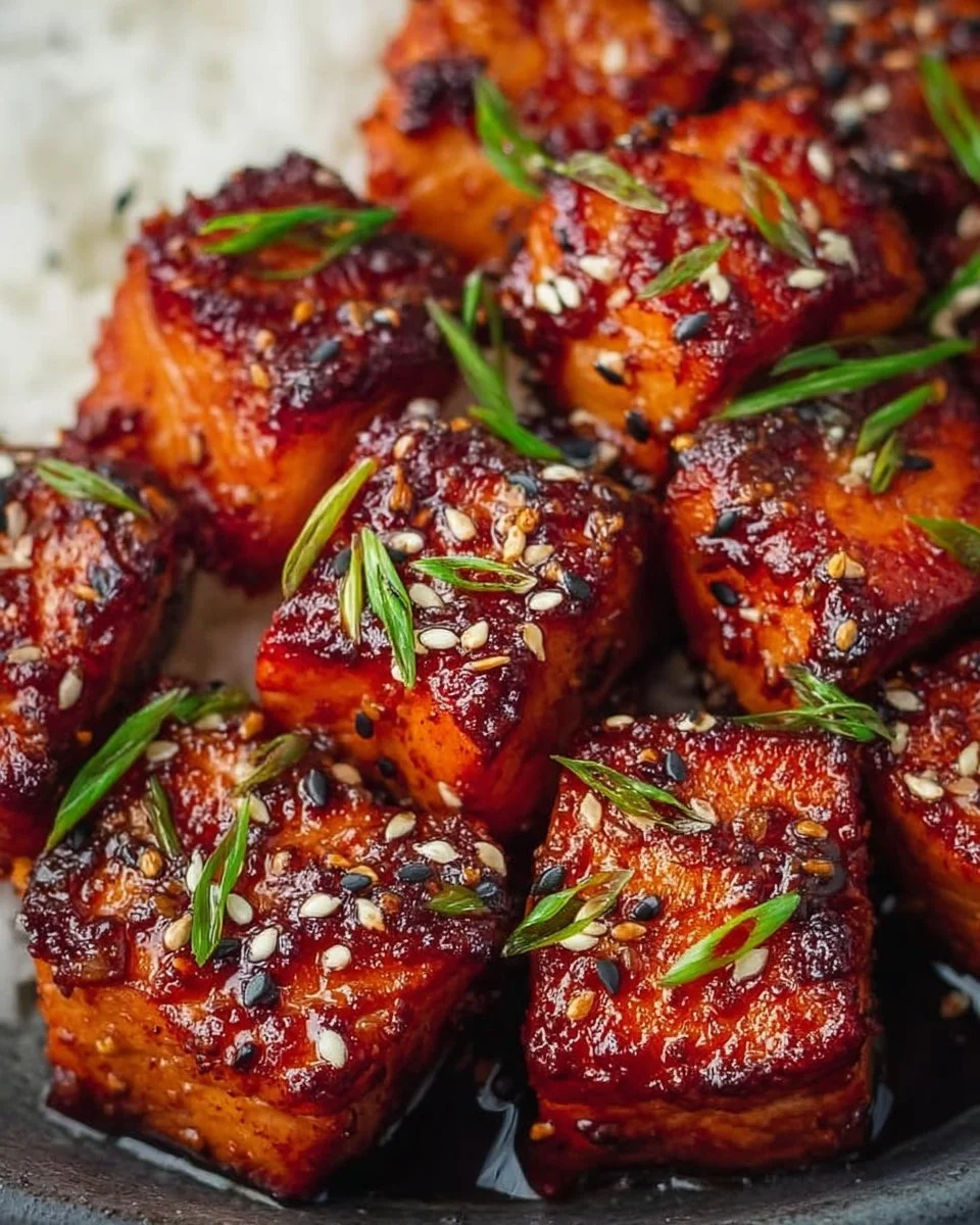 Honey Garlic Salmon Bites