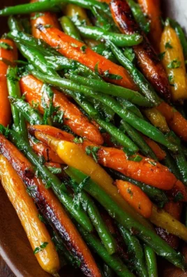 Honey glazed carrots cooked with green beans for a delicious side dish
