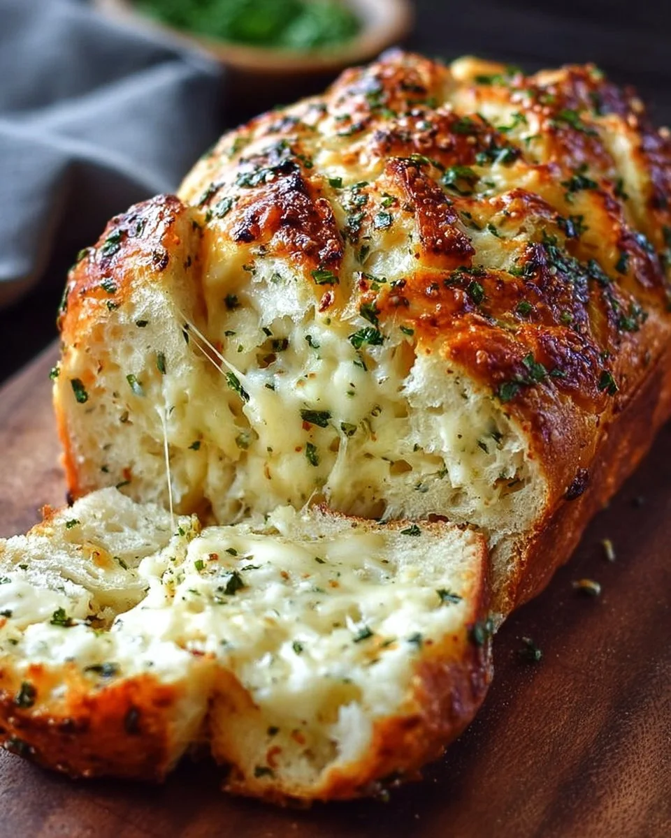 Freshly baked Italian Herb and Cheese Bread with herbs and cheese