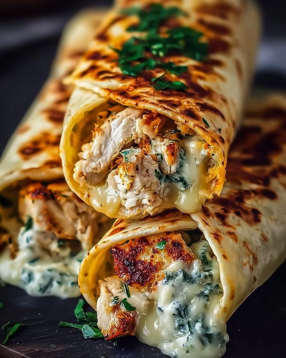 Low Carb Cheesy Garlic Chicken Wraps