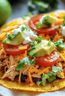 Delicious Mexican Rotisserie Chicken Tostadas topped with fresh ingredients