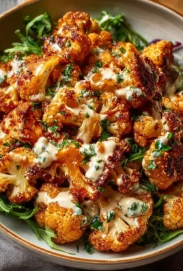 Roasted Moroccan Cauliflower drizzled with tahini-honey sauce.