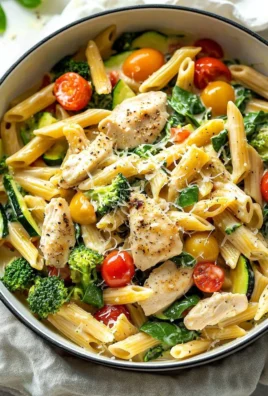 One-Pot Creamy Chicken Pasta Primavera served in a bowl with fresh vegetables