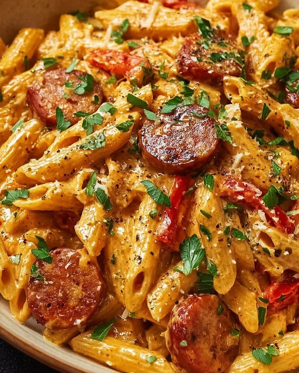 One-Pot Creamy Spicy Cajun Sausage Pasta