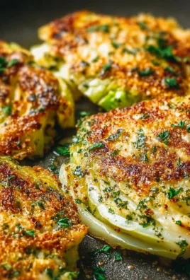 Baked Parmesan Cabbage Steaks served with herbs