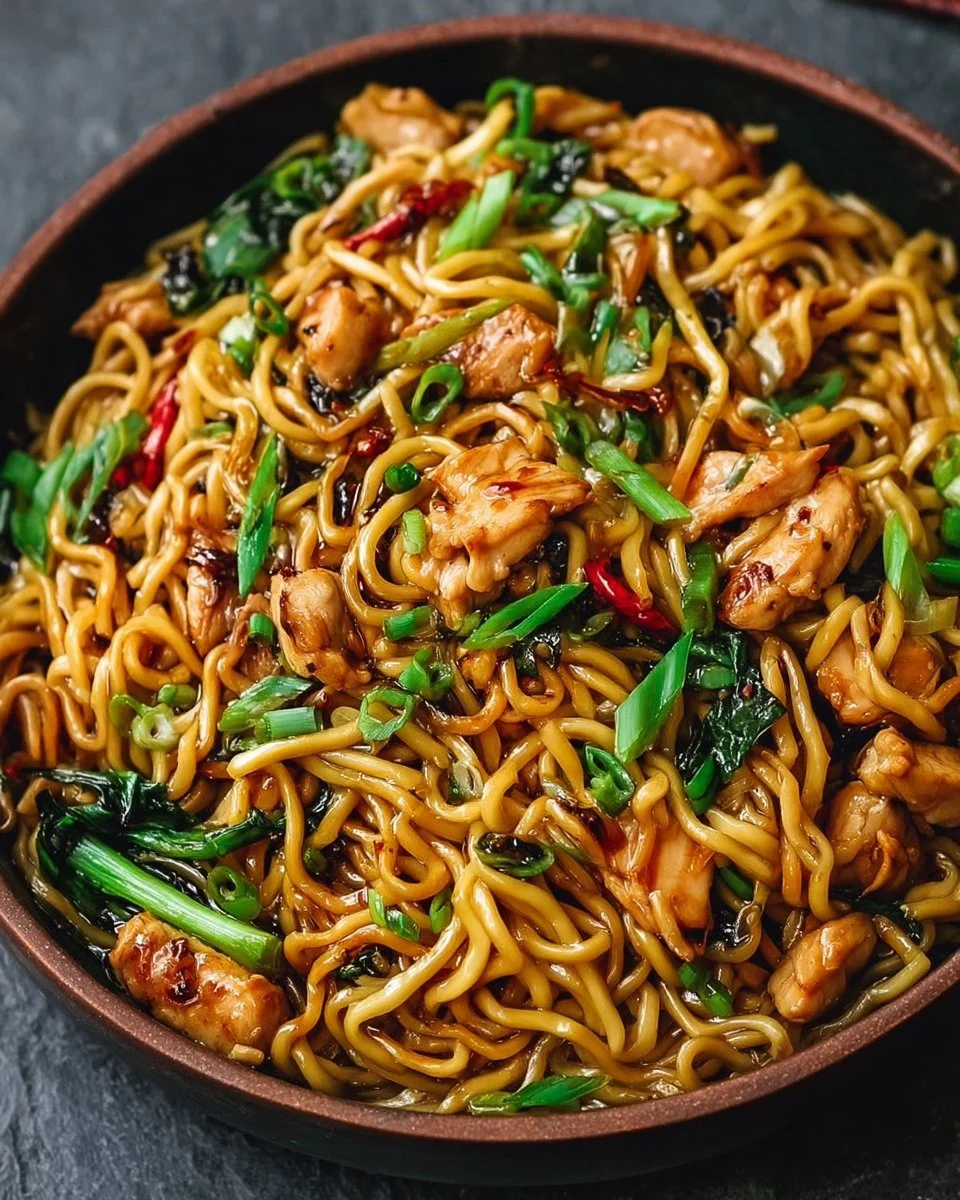 Sticky Garlic Chicken Noodles