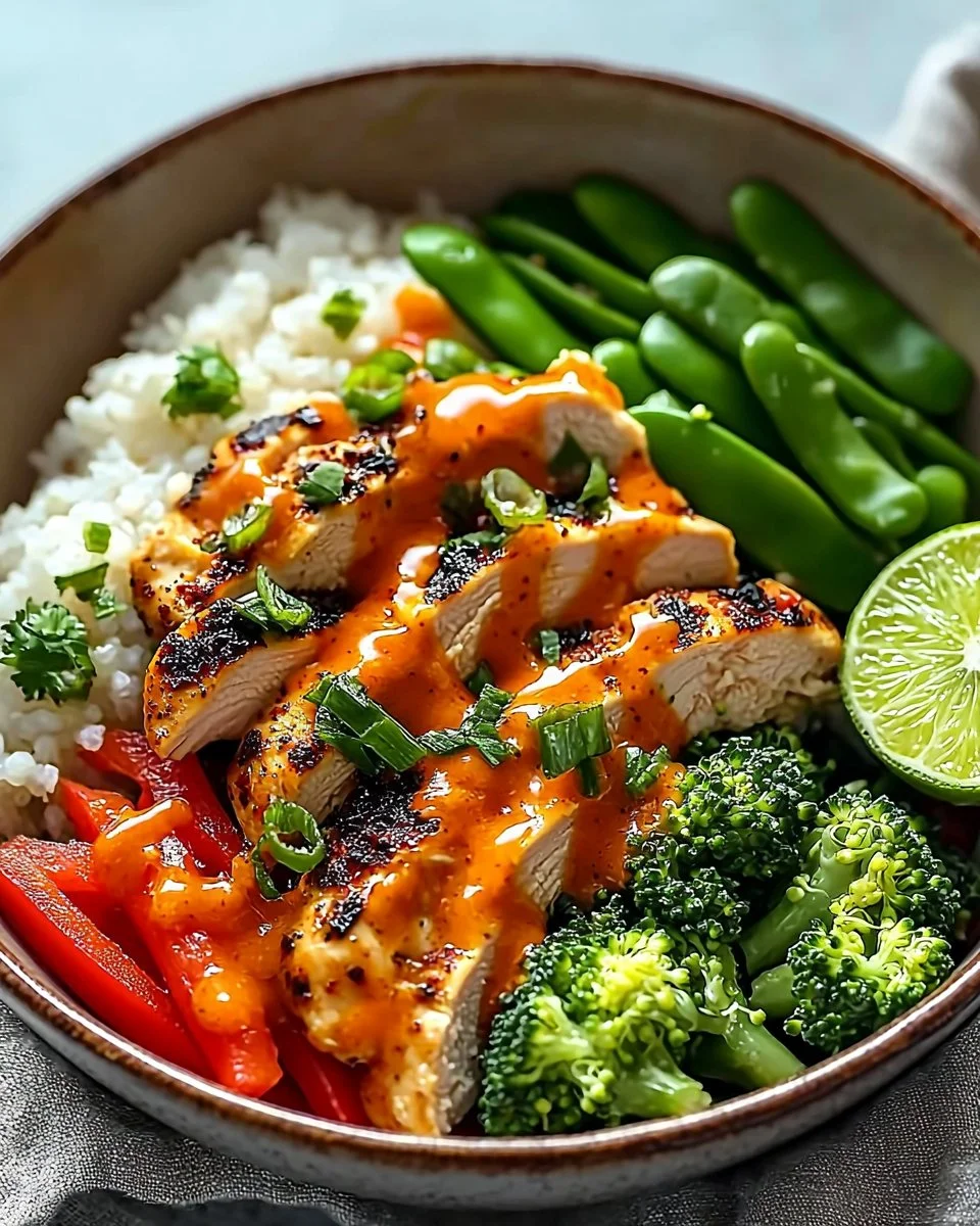 Sweet Chili Chicken Bowl with tender chicken and vibrant vegetables in a sweet sauce