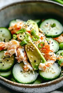 California Roll Cucumber Salad with fresh vegetables and sushi flavor