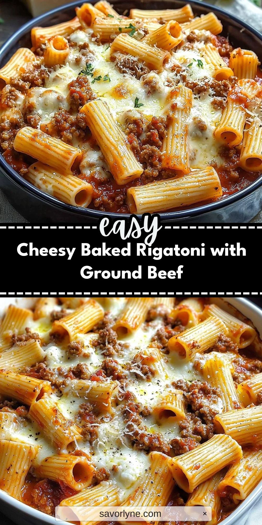 Cheesy Baked Rigatoni with Ground Beef