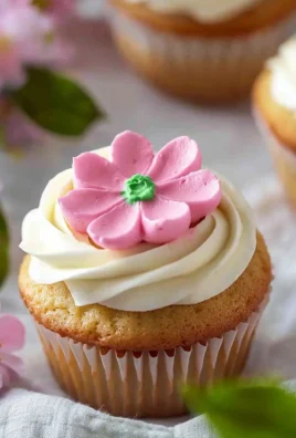 Delicious Cherry Blossom Cupcakes decorated with pink flowers