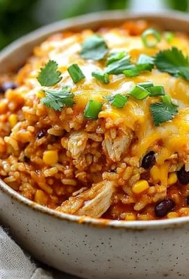Delicious Chicken Enchilada Rice Casserole served hot with cheese and toppings