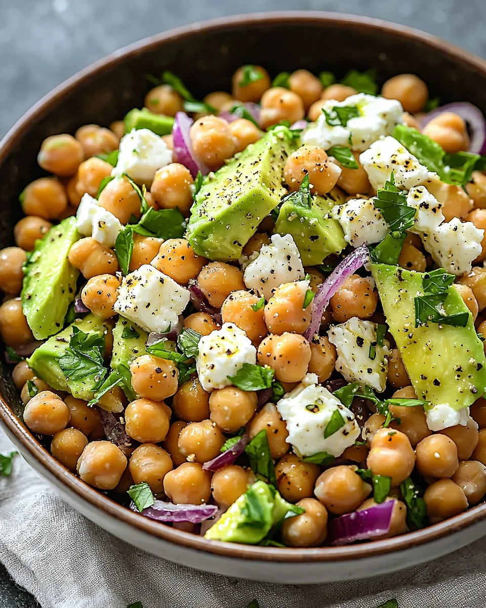 Chickpea Feta Avocado Salad