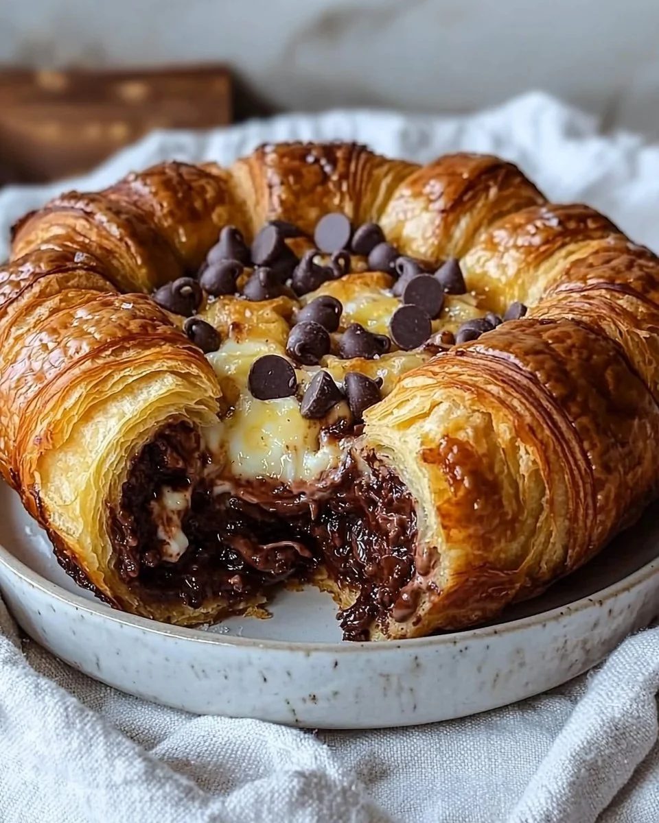 Delicious chocolate croissant breakfast bake ready to serve for a delightful morning treat.