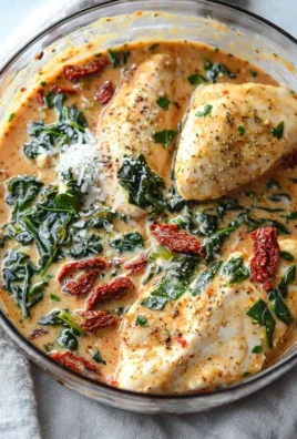 Creamy Tuscan Chicken dish with spinach and sun-dried tomatoes