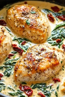 Creamy Tuscan Chicken with sun-dried tomatoes in a skillet