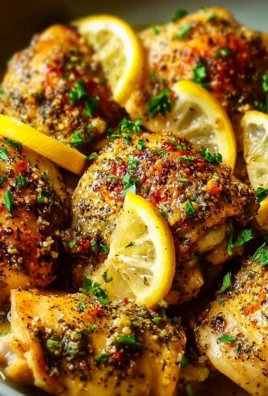 Crockpot Lemon Garlic Chicken served with herbs and lemon slices