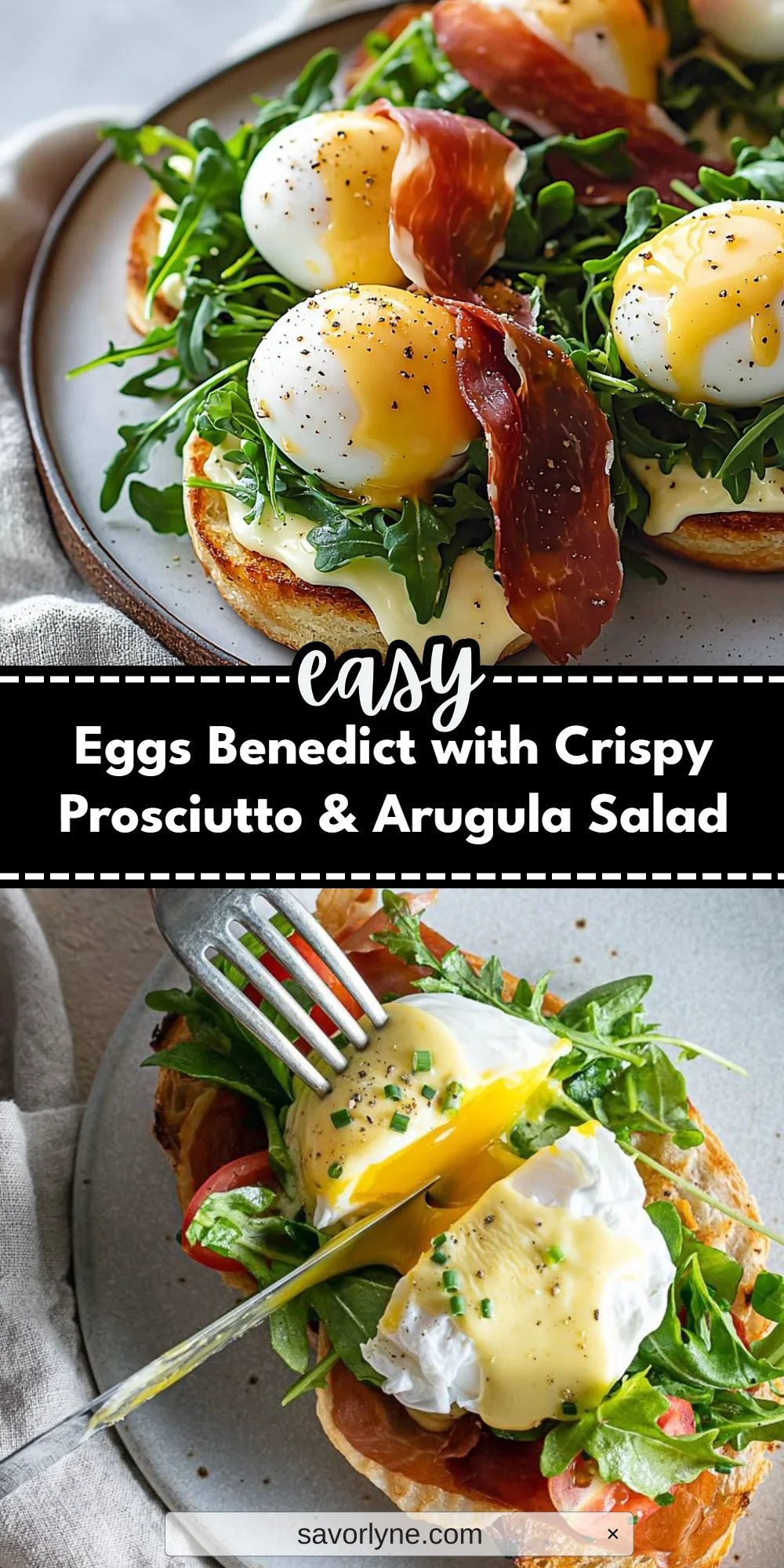 Eggs Benedict with Crispy Prosciutto & Arugula Salad