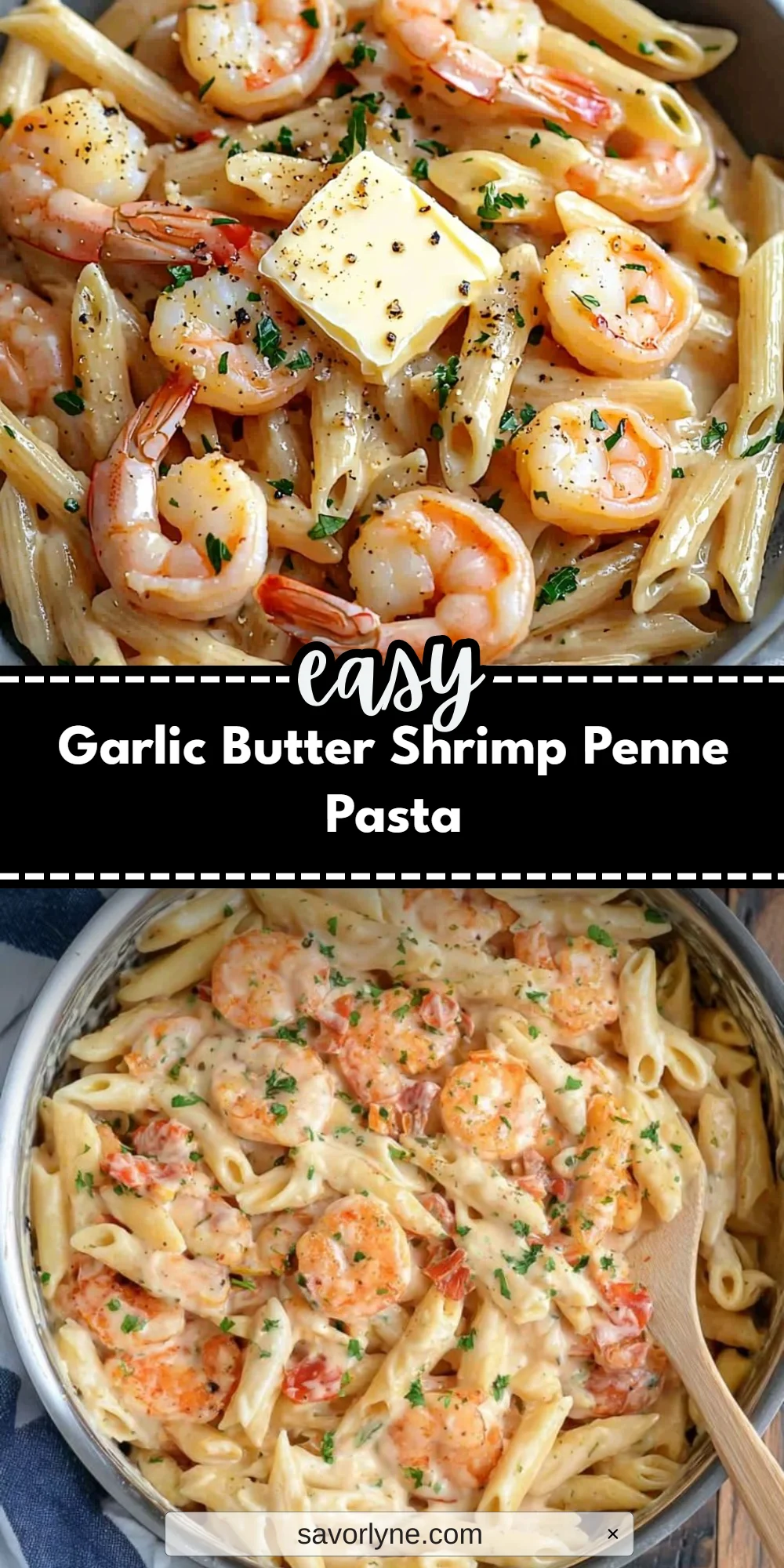 Garlic Butter Shrimp Penne Pasta
