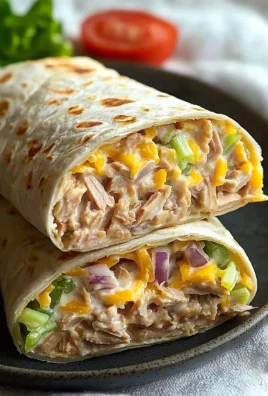 Healthy tuna melt wrap with fresh ingredients and savory flavors