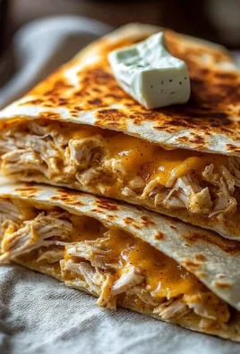 High-protein chicken ranch quesadilla served with fresh toppings