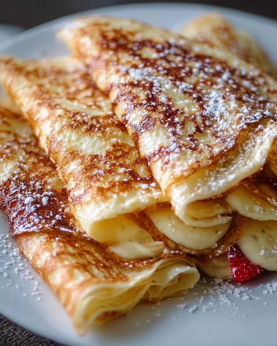Delicious high-protein cottage cheese crepes topped with fresh fruits and syrup