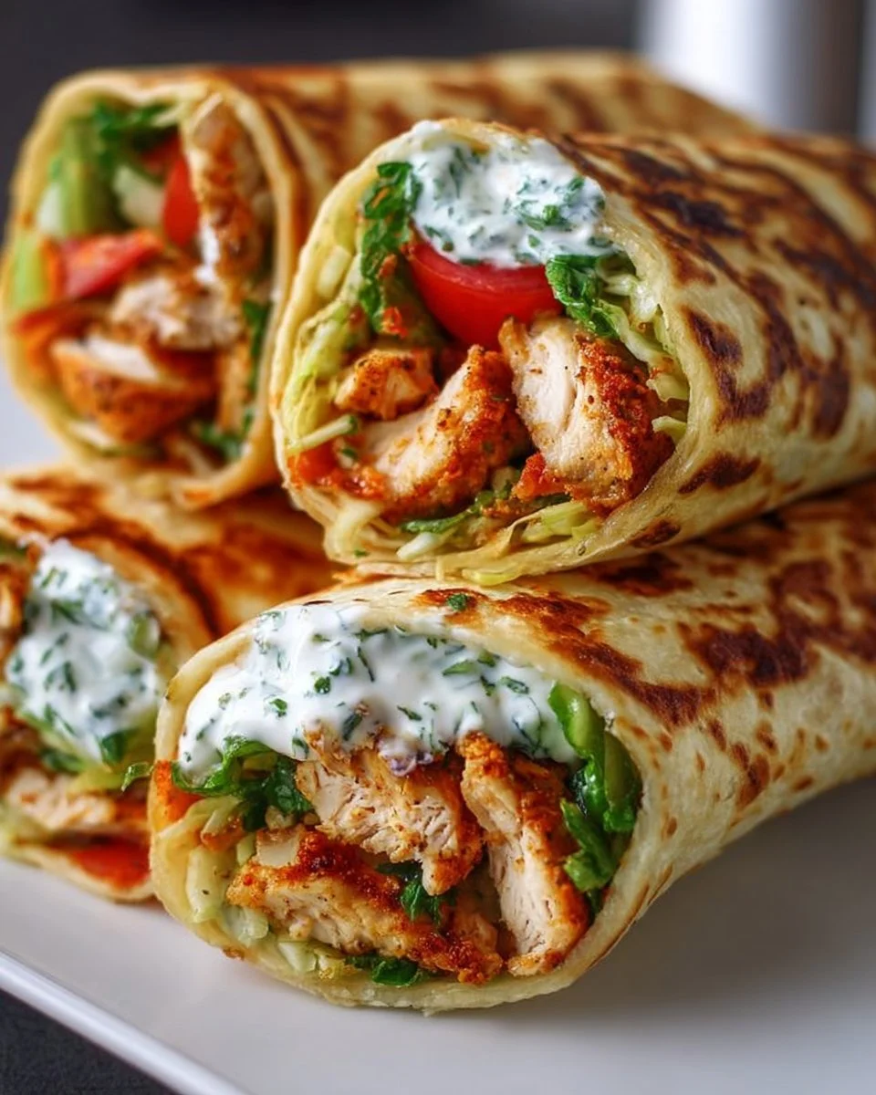 High-Protein Crispy Cottage Cheese Flatbread Chicken Wraps