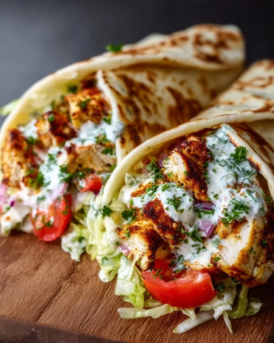 High-protein crispy cottage cheese flatbread chicken wraps on a plate