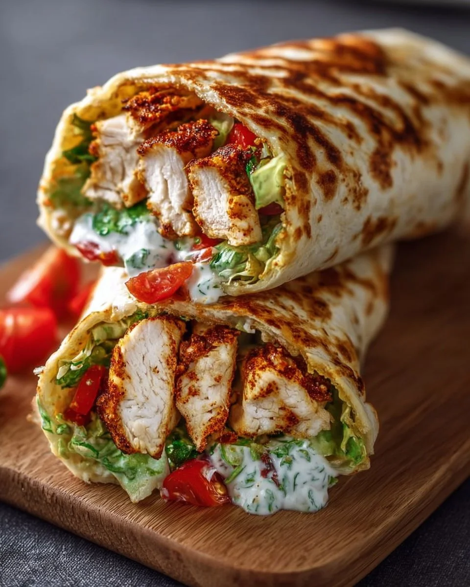 High-Protein Crispy Cottage Cheese Flatbread Chicken Wraps