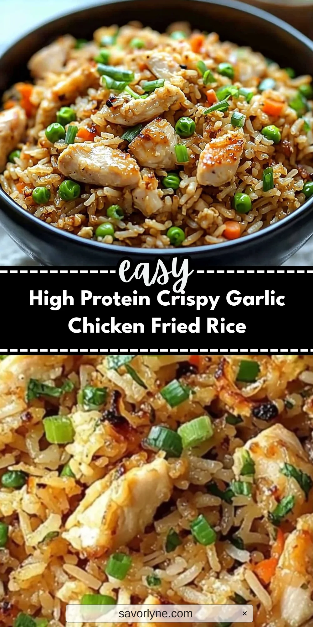 High Protein Crispy Garlic Chicken Fried Rice