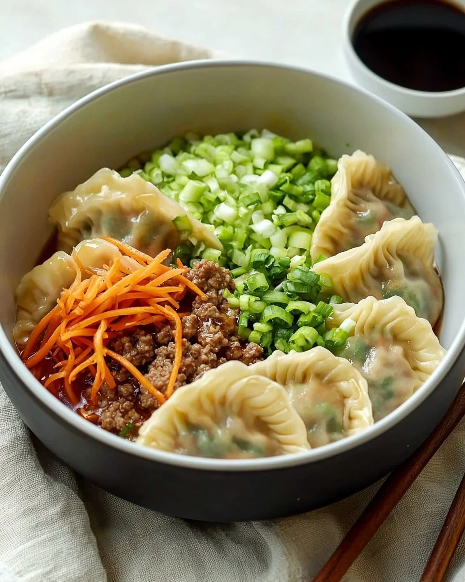 Homemade dumplings fresh out of the pot, ready to serve.